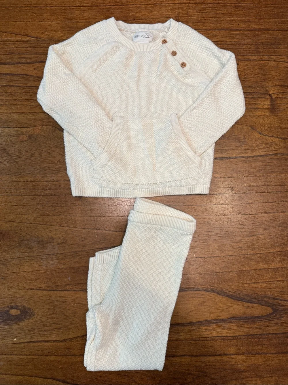 Cream Knit Toddler Matching Set - Cozy Sweater & Pants